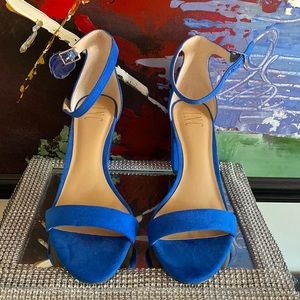 INC Royal Blue Suede Sandal Size 10 3 1/2 inch  heels Don’t have box